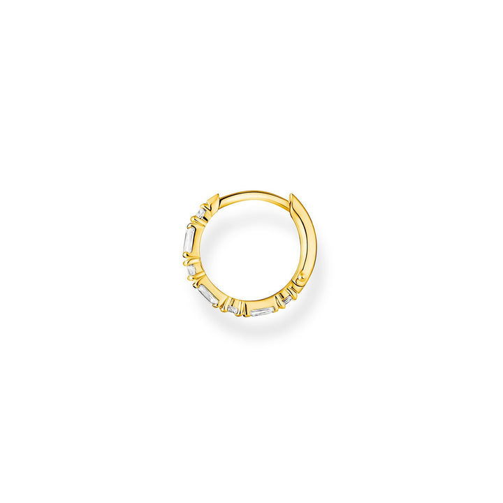 Hoop Earring White Stones Gold