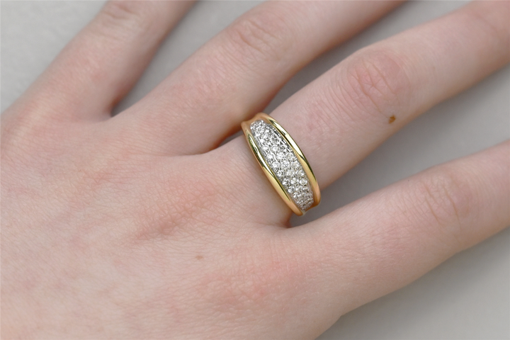 14K Two-Toned 0.60ctw Diamond Estate Cluster Ring