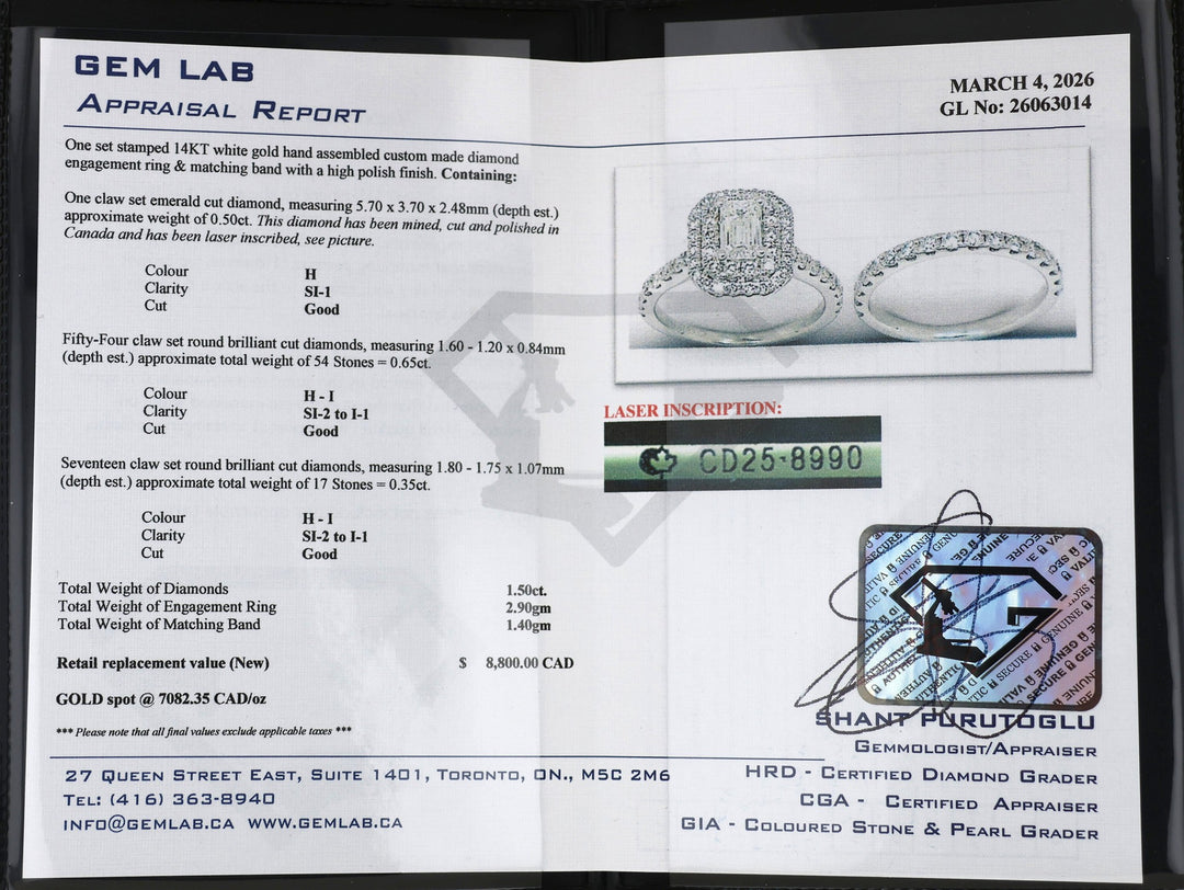 14K White Gold 1.50ctw Diamond Engagement & Wedding Band Set