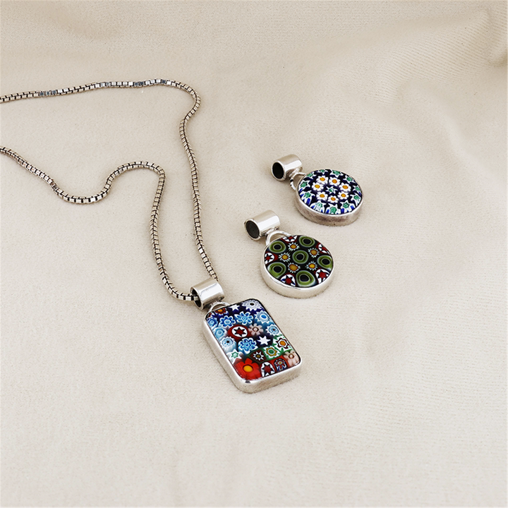 Sterling Silver 3-Piece Murano Glass Pendants