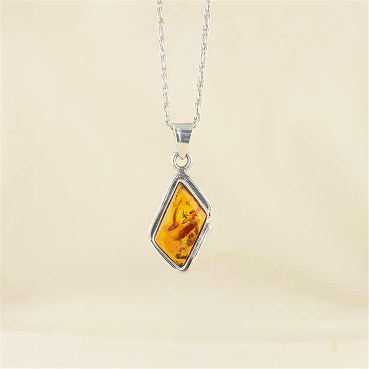 Sterling Silver Amber 24" Necklace