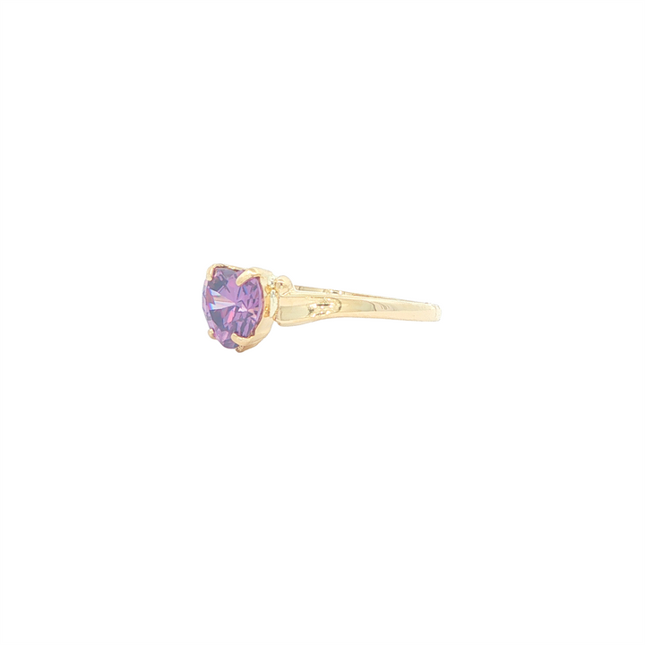 10K Yellow Gold Heart Shaped February Birthstone Ring