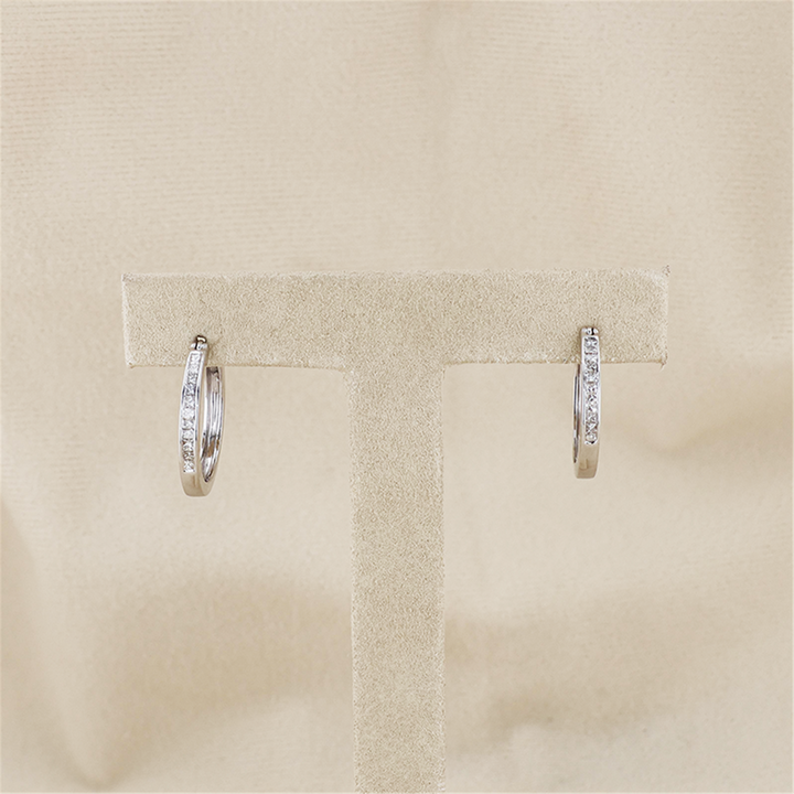 14K White Gold 0.50ctw Diamond Hoop Earrings