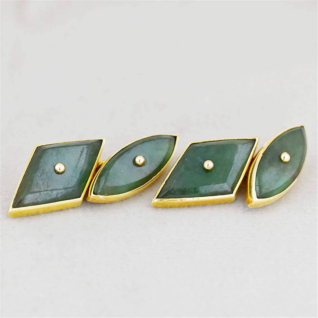 18K Yellow Gold Jade Estate Cufflinks