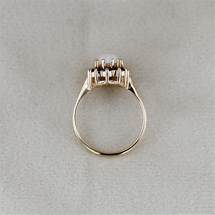 10K Yellow Gold Birks Genuine Opal Garnet Estate Ring