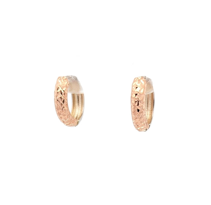 10K Two-Tone Diamond Cut Huggie Earrings