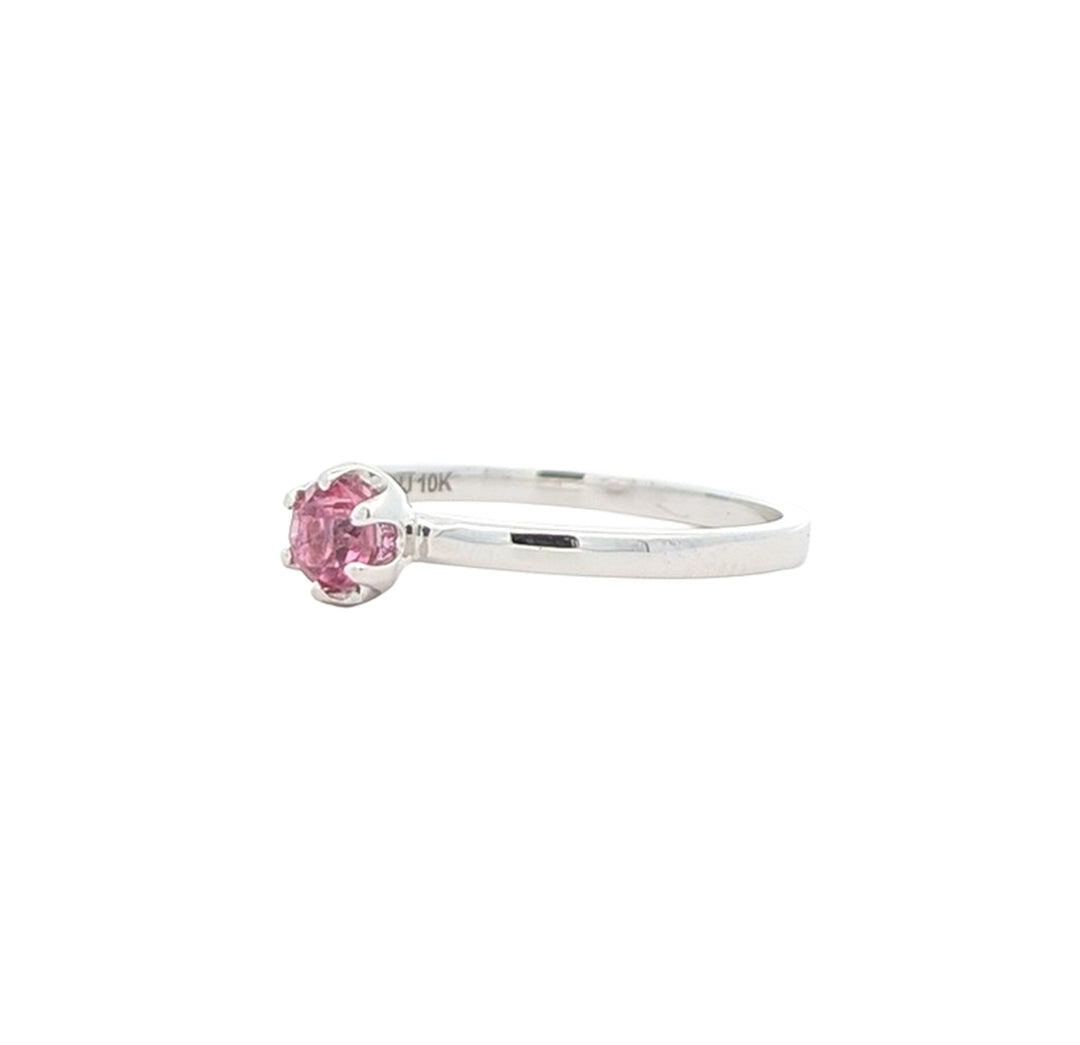 10KT White Gold Genuine Pink Topaz Ring