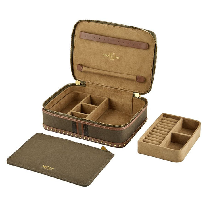 Ida Khaki Travel Zip Jewellery Case