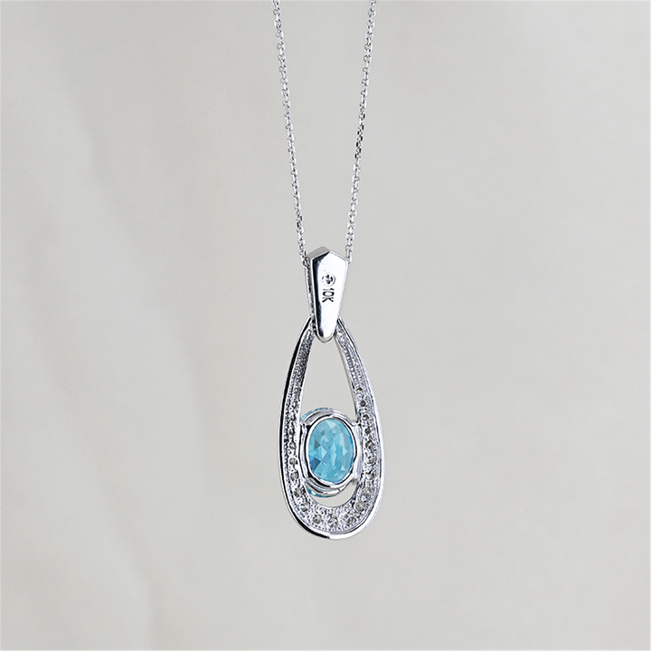 10-14K White Gold 0.35ctw Diamond Blue Topaz 17" Estate Necklace
