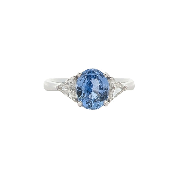 14KT White Gold Natural Blue Sapphire and 0.30ctw Diamond Estate Ring