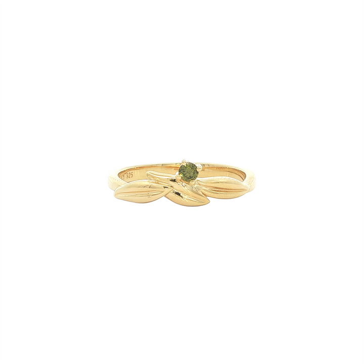 REIGN Gold Plated CZ Olive Leaf Ring