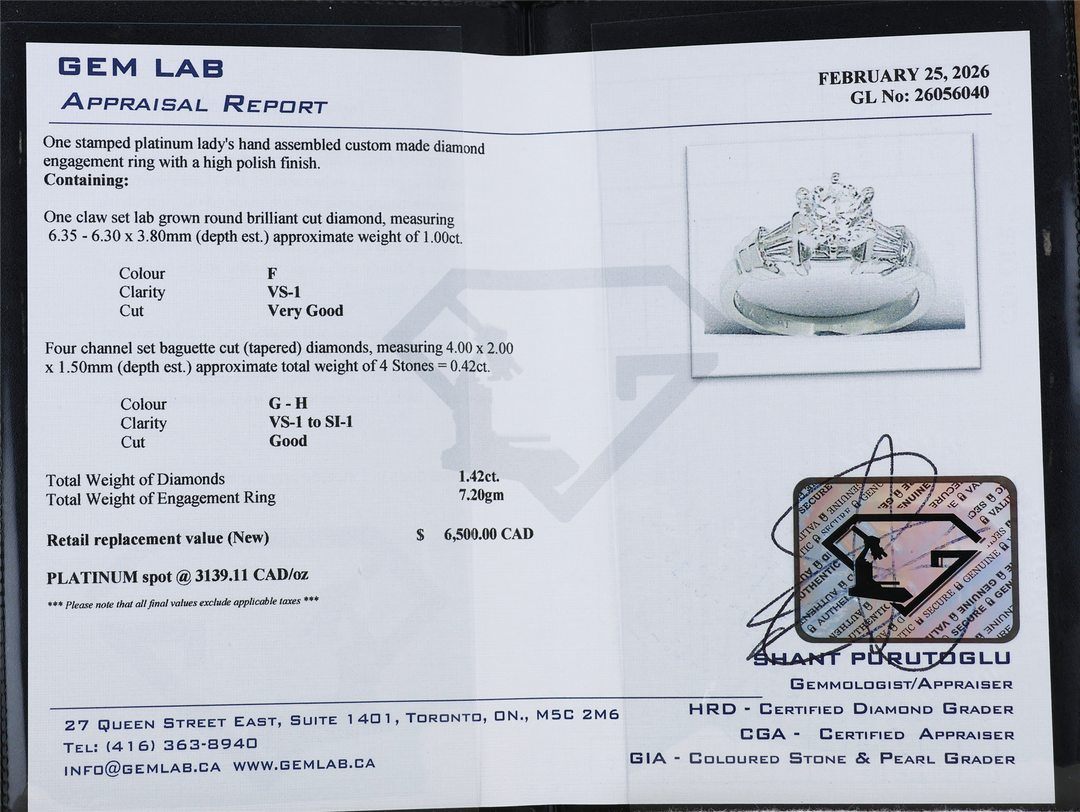 Platinum 1.42ctw Diamond Engagement Ring