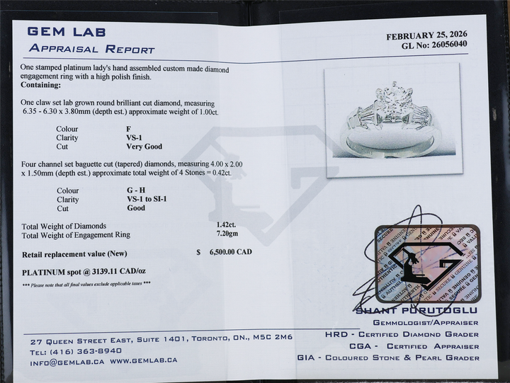 Platinum 1.42ctw Diamond Engagement Ring