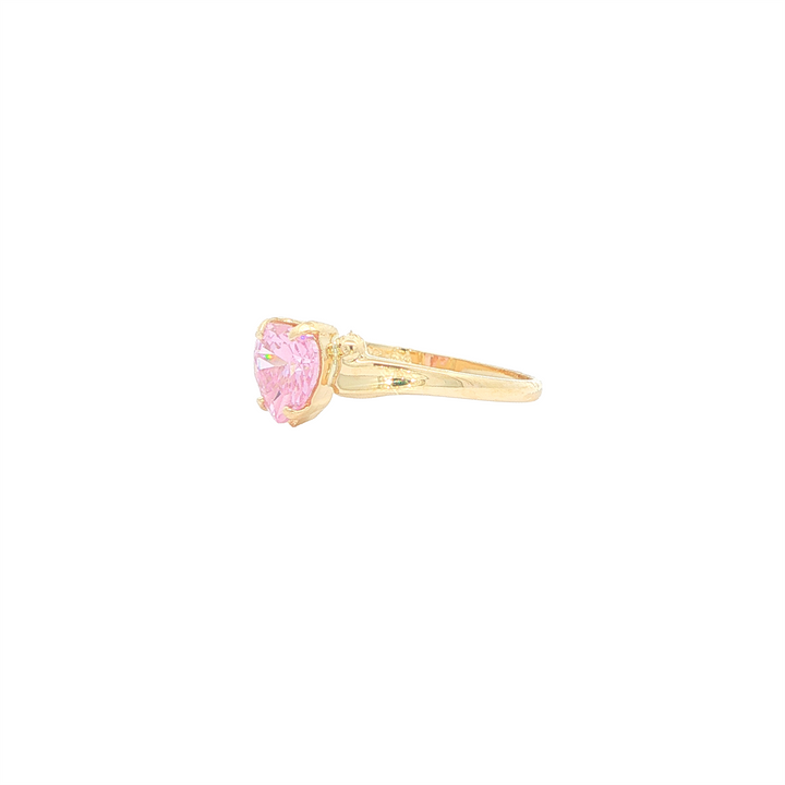 10K Yellow Gold Heart Shaped October Birthstone Ring