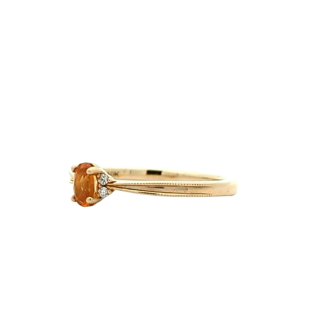 10KT Yellow Gold Citrine and 0.03ctw Diamond Ring