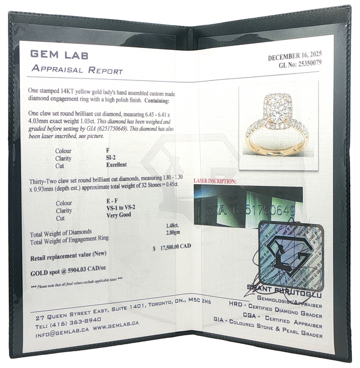 14K Yellow Gold 1.48ctw Diamond Estate Engagement Ring