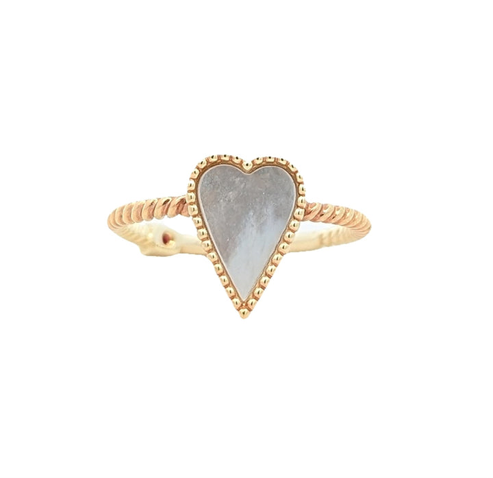 ELLE "Long Love" Sterling Silver Gold Plated Mother of Pearl Ring