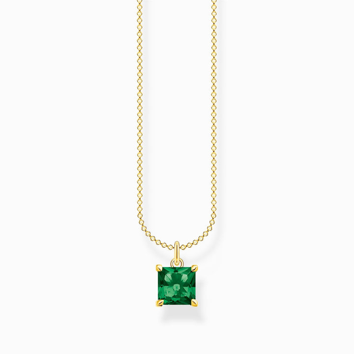 Thomas Sabo Sterling Silver Gold Plated Green Stone Necklace