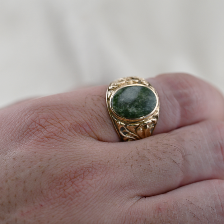 10K Yellow Gold Natural Jade Estate Ring