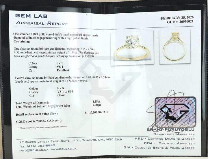 18K Yellow Gold 1.58ctw Diamond Engagement Ring