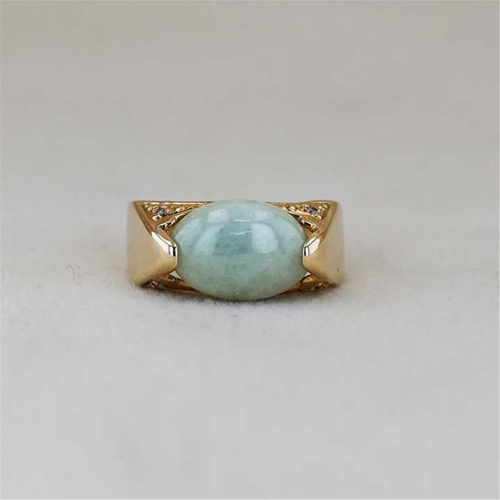 14K Yellow Gold Jade Estate Ring