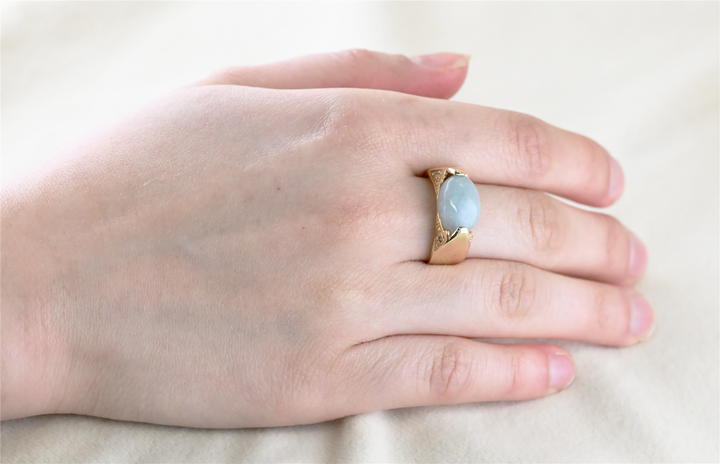 14K Yellow Gold Jade Estate Ring