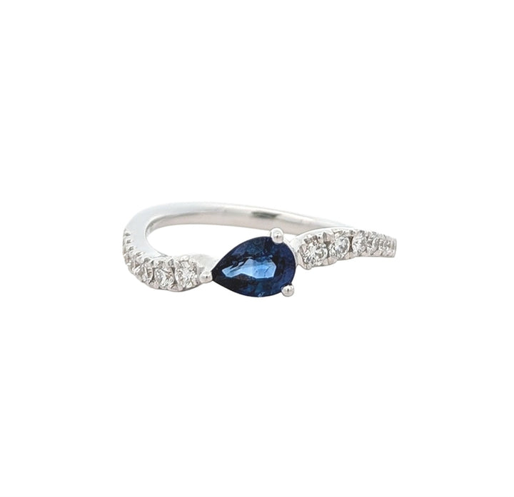 18K White Gold 0.21ctw Diamond Sapphire Ring