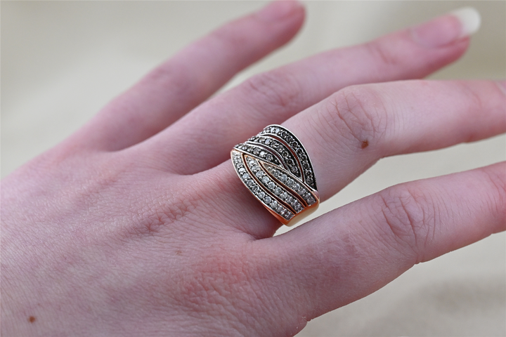 14KT Two-Tone Cognac and White Diamond Ring