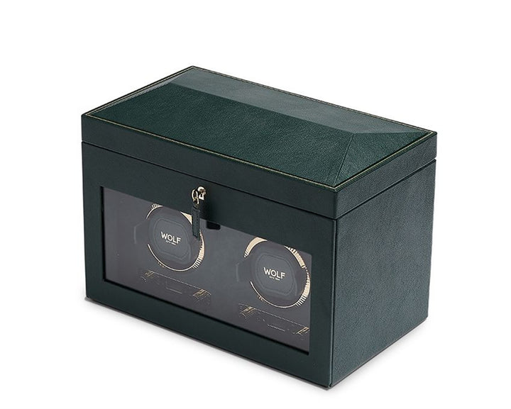British Racing Double Watch Winder with Storage - Green