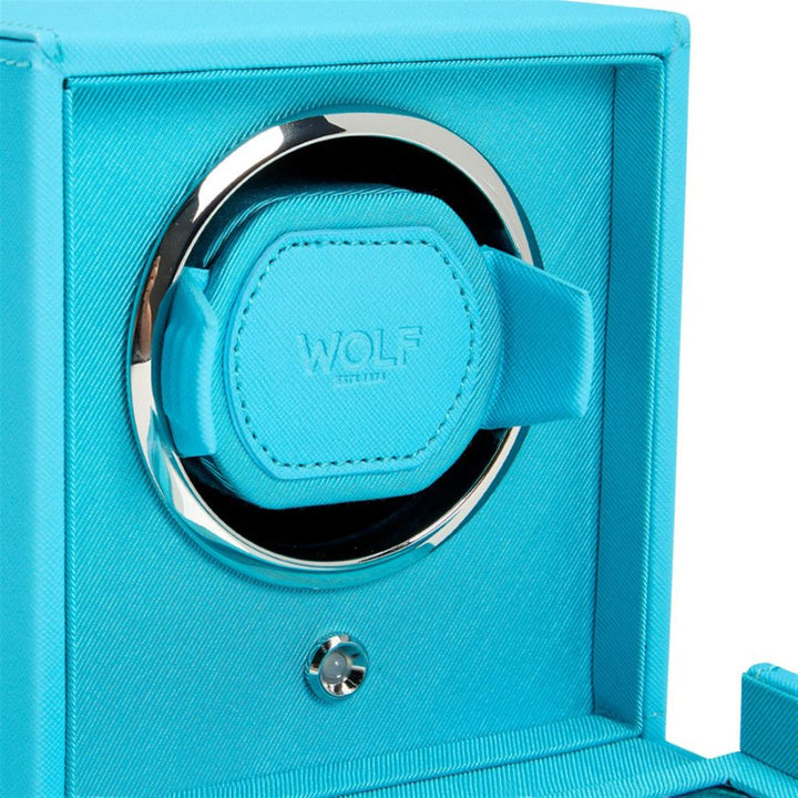 Cub Single Watch Winder With Cover - Turquoise