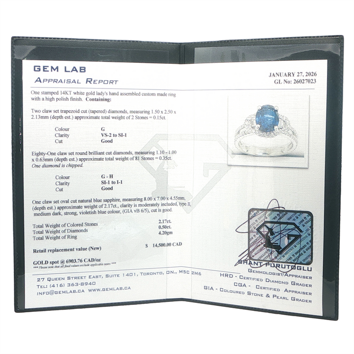 14KT White Gold Sapphire and Diamond Ring