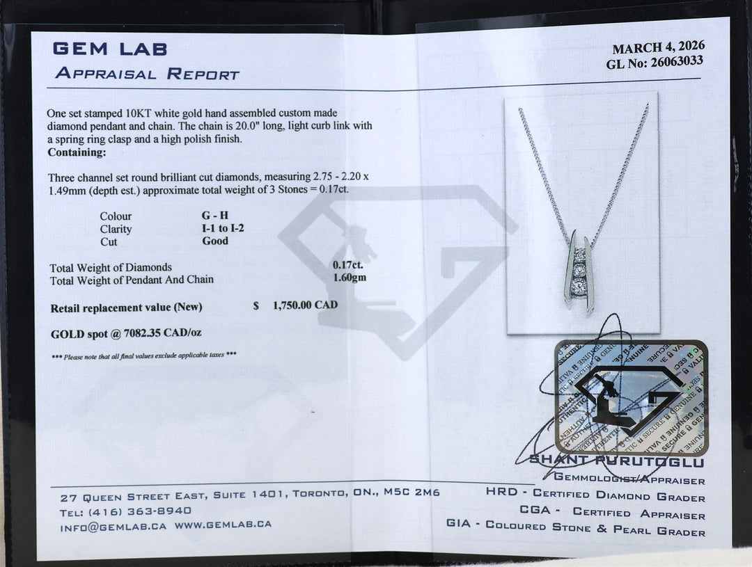 10K White Gold 0.17ctw Diamond 20" Necklace