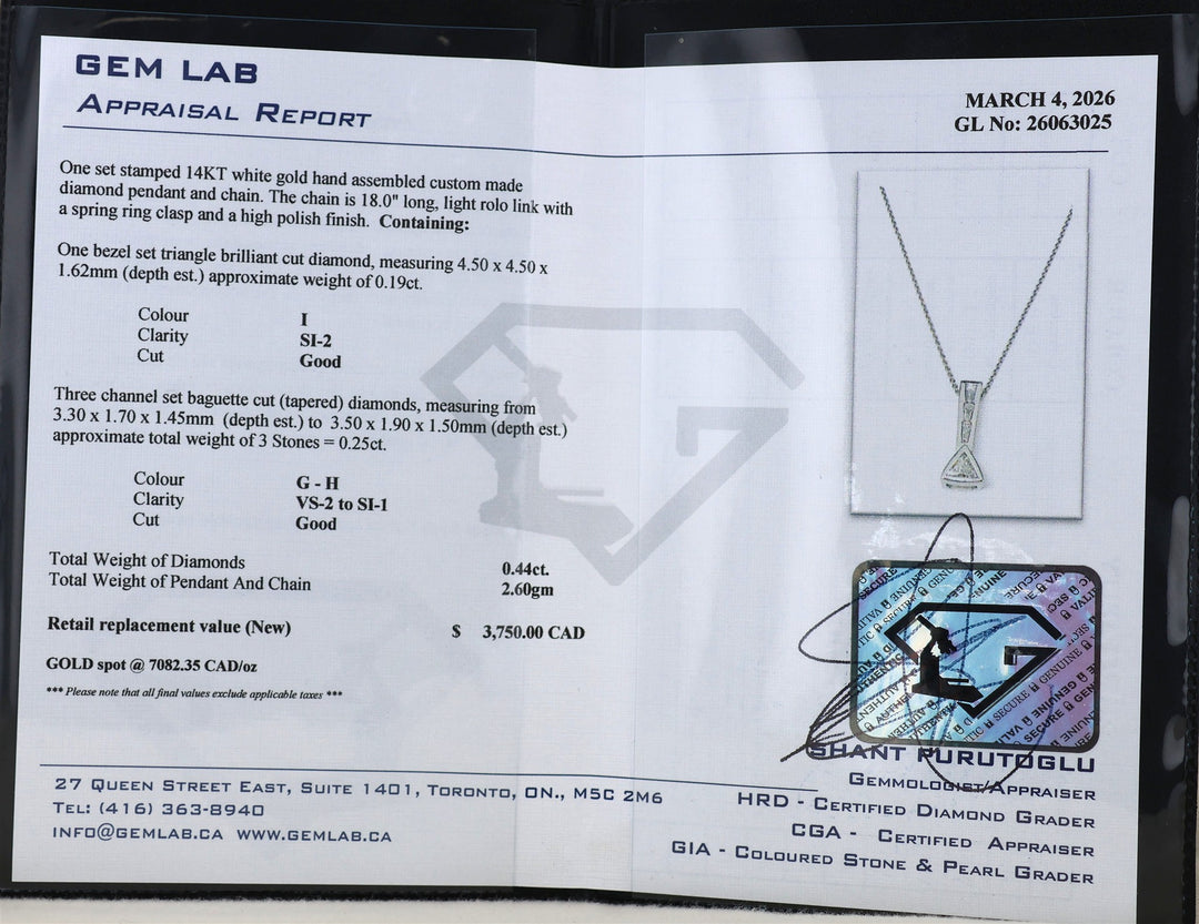 14K White Gold 0.44ctw Diamond 18" Necklace