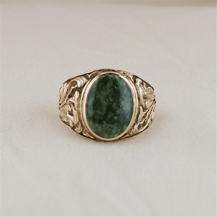 10K Yellow Gold Natural Jade Estate Ring