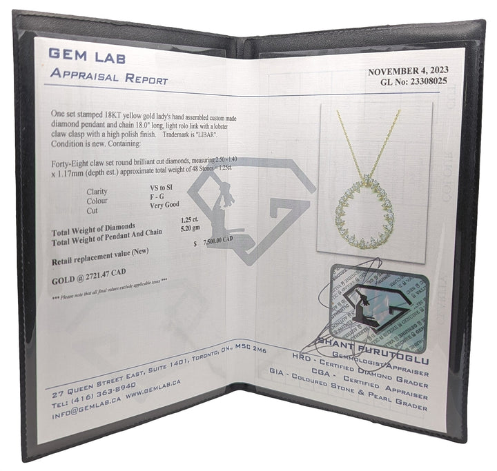 18KT Yellow Gold 1.25ctw Diamond Necklace