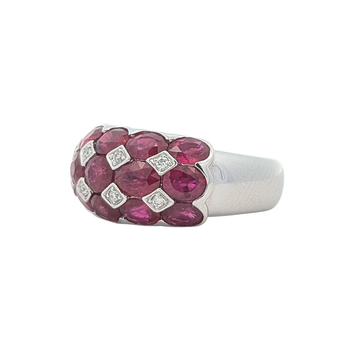 14KT White Gold Natural Ruby and 0.07ctw Diamond Estate Band