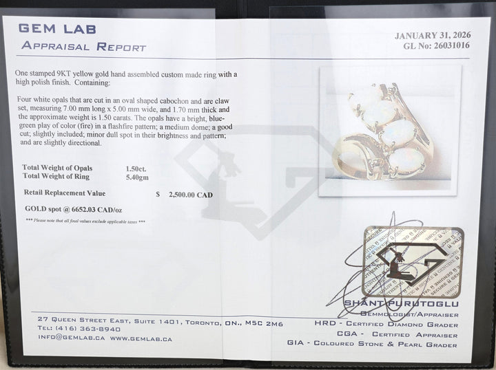 9K Yellow Gold Opal Estate Ring