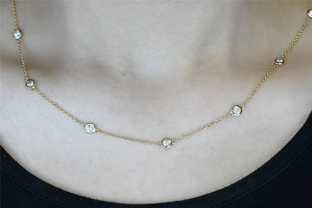 14KT 1.50ctw Diamond By The Yard 16+2" Estate Necklace