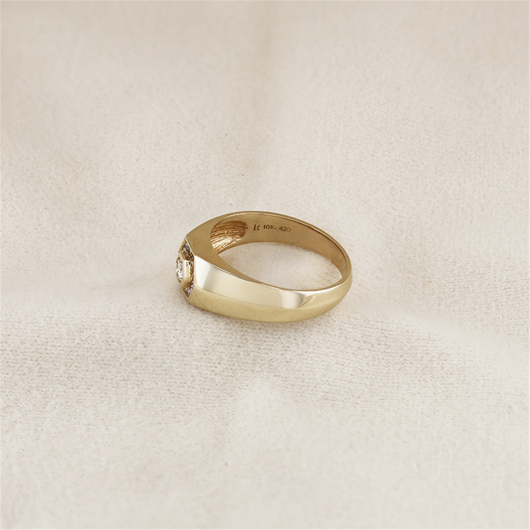 10K Yellow Gold 0.20ctw Diamond Estate Men's Ring