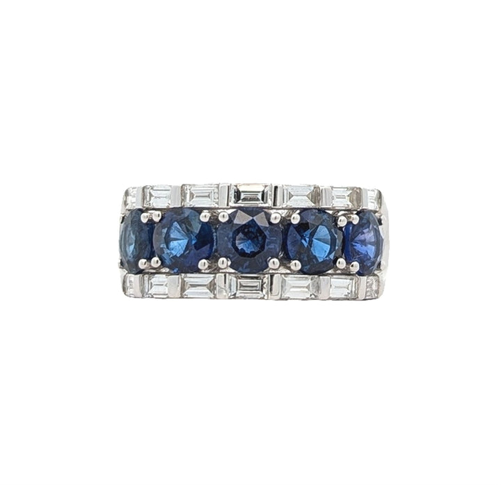 18KT White Gold Natural Blue Sapphire and 1.03ctw Diamond Ring