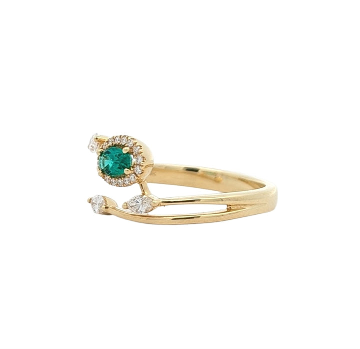 Simon G - 18KT Yellow Gold Emerald and 0.24ctw Diamond Ring