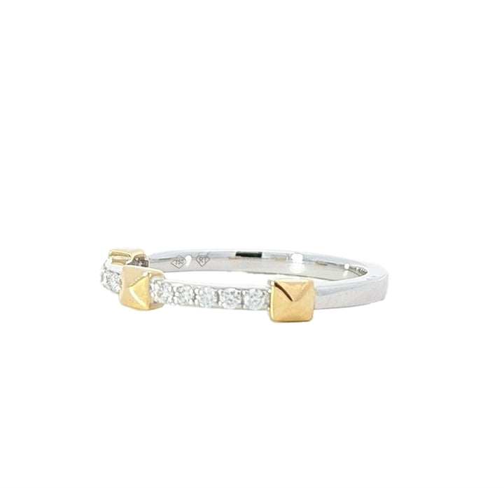 18K Two Toned 0.11ct Diamond Band