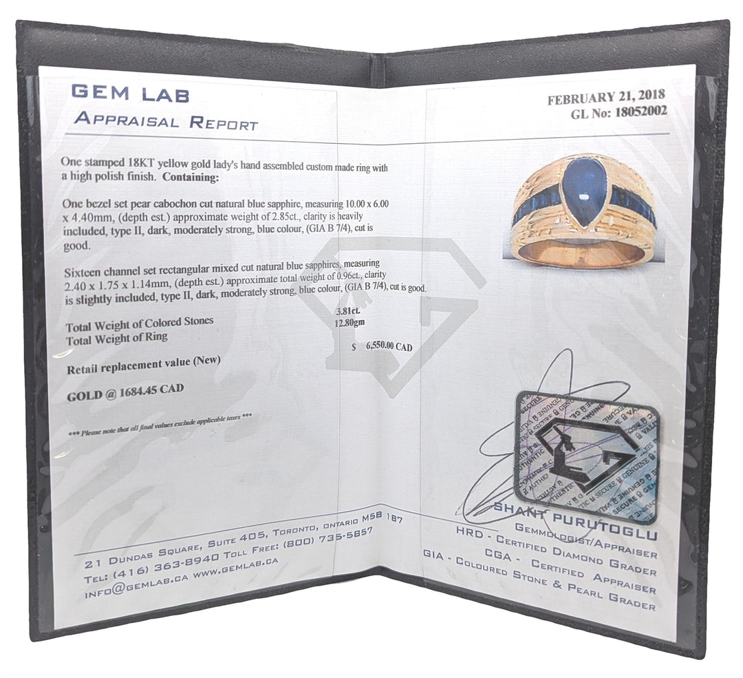 18KT Yellow Gold Estate Men's Sapphire Ring