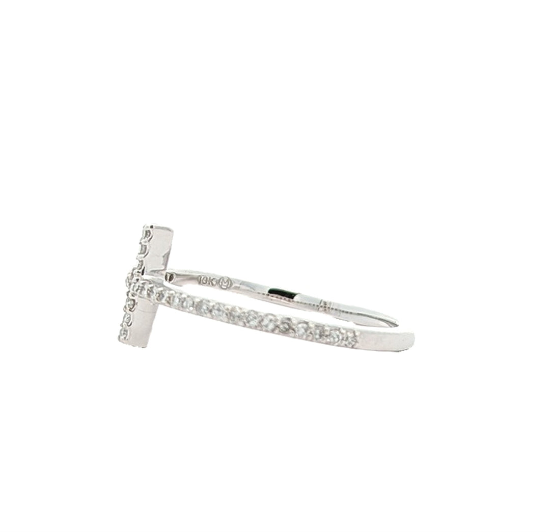 10KT White Gold 0.15ctw Diamond Cross Ring