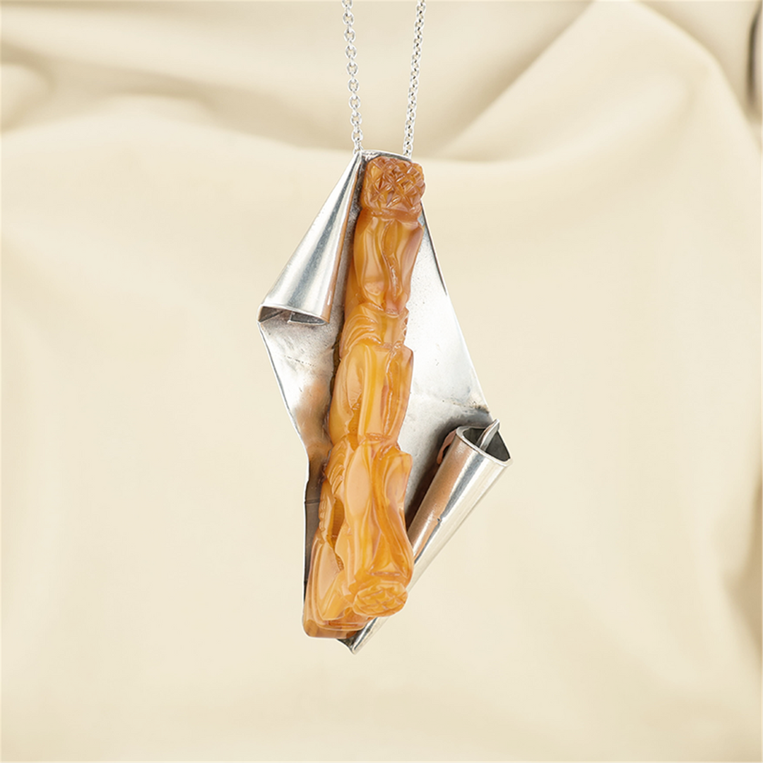 Sterling Silver Handmade Amber Sculpture