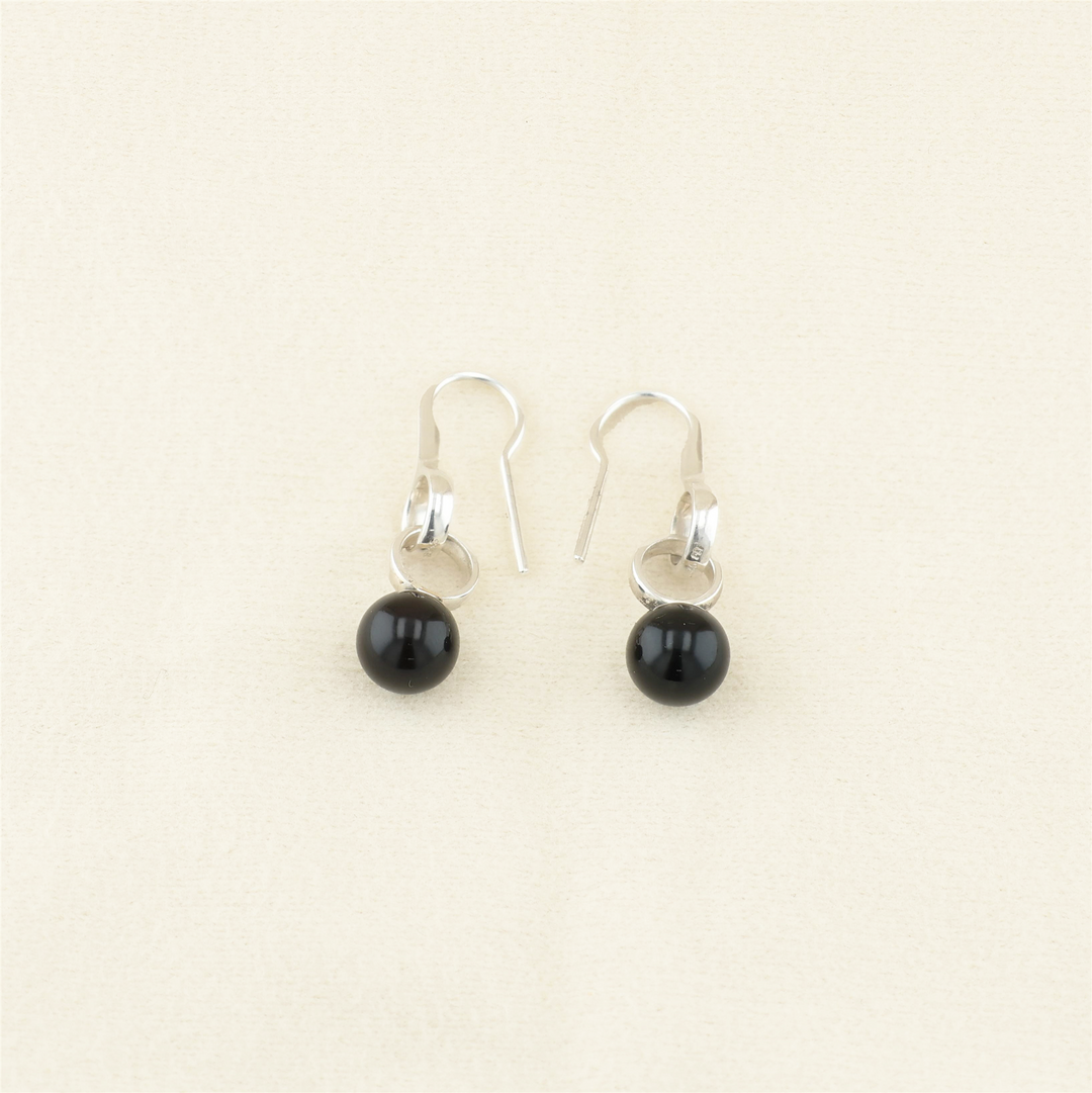 Georg Jensen Sterling Silver Black Onyx Earrings
