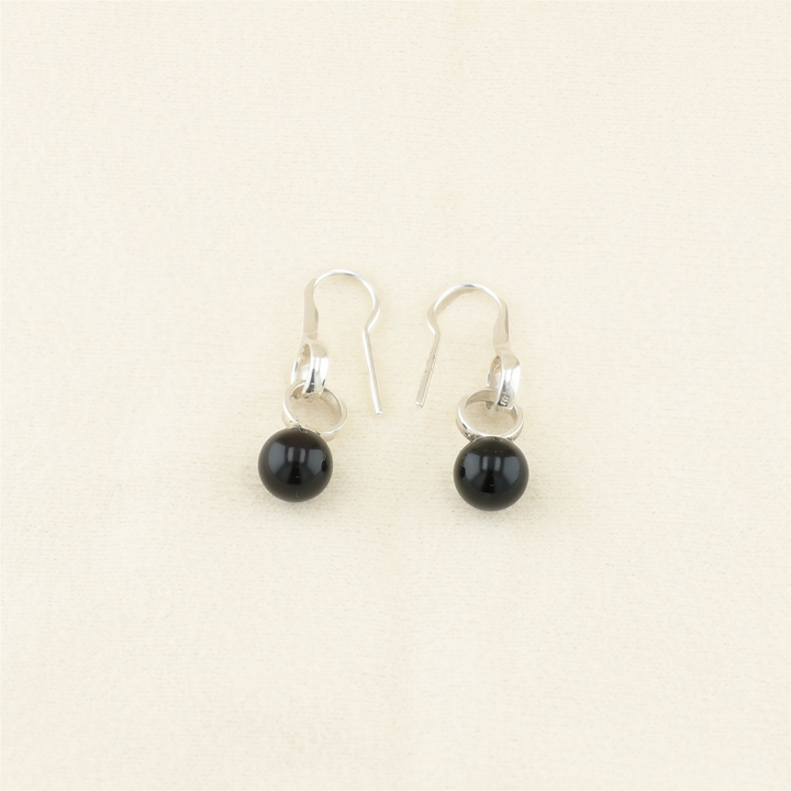 Georg Jensen Sterling Silver Black Onyx Earrings