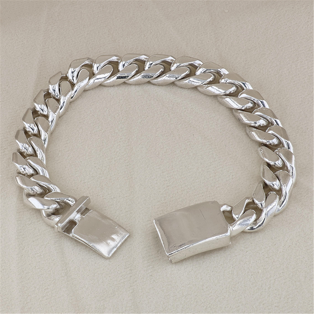 Sterling Silver 12mm Curb 9.5" Bracelet