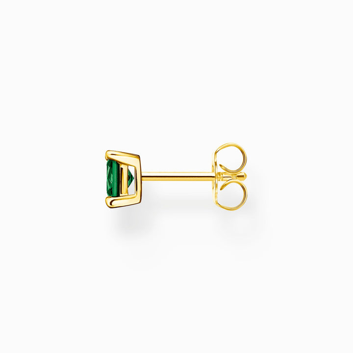 Thomas Sabo Sterling Silver Gold Plated Green Stone Single Stud Earring
