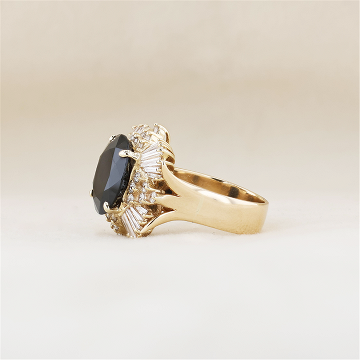 18KT Yellow Gold Blue Sapphire & 1.87ctw Diamond Ring